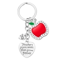Detalle del llavero para maestros con manzana roja y dijes de corazón grabados con frases - Estilo de Cita de Agradecimiento C (5257686387359)