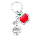 Llavero de manzana brillante con colgantes de corazón, regalo ideal para profesores - Estilo de Cita de Agradecimiento B (5257686387358)