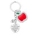 Llavero A Great Teacher con manzana de esmalte rojo y colgante de corazón grabado - Estilo de Cita de Agradecimiento A (5257686387357)