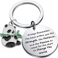 Panda stainless steel keychain with inspirational quote charm and enamel panda charm - Always Remember Text Style (B3x3)