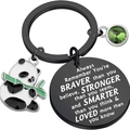 Llavero de panda en acero inoxidable con gema verde y colgante con una cita inspiradora - Negro
