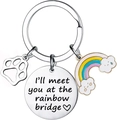 Detalle del llavero conmemorativo para mascotas con colgante de arcoíris y grabado - Estilo Puente del Arcoíris