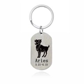 Llavero del signo zodiacal Aries en acero inoxidable cepillado con fecha y logo - Aries