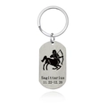 Macro detail of Sagittarius stainless steel keychain with brushed metal texture - Sagittarius