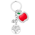 Silver teacher keychain with red enamel apple, rhinestones and thank you heart pendant - Teacher Appreciation Quote Style E (5257686387361)