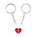 Set portachiavi a delfino per coppie con catene in argento e ciondoli a cuore LO-VE - Coppia Bianca