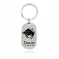 Llavero de signo zodiacal Tauro en acero inoxidable plateado con motivo de toro grabado - Tauro