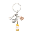 Enamel beer bottle and opener keychain with circular ring for bag and car keys accessory - Beer Bottle Cup Opener Set (B105)