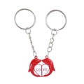 Lot de porte-clés couple dauphins rouges formant un cœur avec inscription LOVE - Paire Rouge