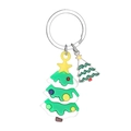 Detailansicht von Comic PVC Weihnachtsbaum Schlüsselanhänger mit bunten Punkten und Ring - Stil A