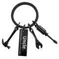 Matte black stainless steel multi-tool keychain with Uncle engraving and mini tools - Uncle Black Style