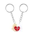 Porte-clés couple dauphin or et argent avec un cœur rouge formant le mot LOVE - Blanc Doré Paire