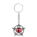 Gotischer Pentagramm-Schlüsselanhänger mit rotem Auge und okkulten Symbolen - Rot
