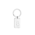 Detailed close-up of a silver stainless steel keychain with a hollow number 8 pendant - Number 8