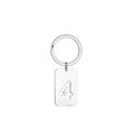 Detailed view of silver stainless steel keychain with hollow number four pendant - Number 4