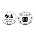 Decision maker coin for kids with One More Episode and Go To Bed double sided designs - TV and Sleep Theme (款式A3x3) / 3x3