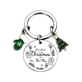 First Christmas as Mr. & Mrs. stainless steel keychain with enamel tree and glove charms - Our First Christmas as Mr. & Mrs. / 3x3cm