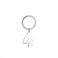 Polished silver stainless steel keychain featuring a minimalist number 4 pendant for bags - Number 4