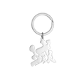 Detail eines Edelstahl-Schlüsselanhängers mit lasergeschnittenem Kanji-Zeichen für Treue - Integritätsstil
