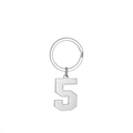 Polished silver stainless steel number 5 keychain charm for backpack and keys - Number 5