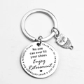 Porte-clés chouette en acier inoxydable avec message de retraite gravé et breloque - Style Chouette / Argenté