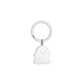 Cute ghost stainless steel keychain with heart-shaped mouth cutout in silver finish - Heart Mouth Ghost (Ghost B)