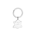 Polished stainless steel ghost keychain with a hollow-out sad face expression - Crying Ghost (Ghost C)