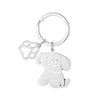 Polished silver stainless steel dog keychain with hollow paw charm and cartoon puppy pendant - Cartoon Dog Style A