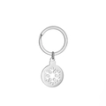 Silver stainless steel Christmas keychain featuring a cutout snowflake round pendant - Crystal Ball Snowflake