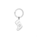 Christmas stocking keychain with silver snowflake cutout in polished stainless steel - Stocking B