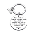 2026 Stainless steel graduation keychain with engraved inspirational quote and heart charm - Solid Style A