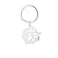 Portachiavi in acciaio inossidabile argento con motivo Elysia Truth per amanti di giochi - Stile Loto Luna Traforato (YSK2408D)