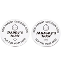 New parent decision coin in stainless steel featuring Daddy's and Mummy's turn engravings - J03 Style (10.5g)
