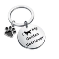 Polierter Golden Retriever Schlüsselanhänger mit Hundepfote und Gravur für Tierfreunde - Golden Retriever
