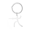 Fencing athlete silhouette keychain made of polished stainless steel for sports fans - Fencing
