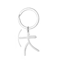 Silver stainless steel keychain with archer stick figure charm and circular key ring - Archery