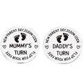 Creative stainless steel newborn decision coin with Mummy's and Daddy's turn engraving - J04 Style (10.5g)