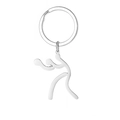 Polished stainless steel keychain with minimalist basketball athlete silhouette - Boxing