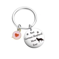 German Shepherd Mom keychain with silver metal pendant and pink heart charm - German Shepherd