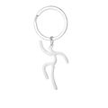 Polished stainless steel keychain featuring an abstract dancing figure pendant charm - Running