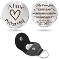 Jeton Pocket Hug en acier inoxydable avec porte-clés en cuir et gravure inspirante - Pour Fils