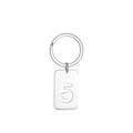Polished silver stainless steel keychain with minimalist rectangular number 5 pendant - Number 5
