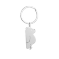 Dettaglio portachiavi in acciaio inox argento con orsetto bianco dei cartoni animati - Orso Polare