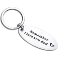Portachiavi in acciaio inossidabile lucido con cuore inciso e scritta I love you dad - Remember I Love you dad