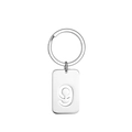 Polished silver stainless steel keychain featuring a cutout number 9 pendant tag - Number 9