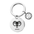 Porte-clés signe du zodiaque Bélier en acier inoxydable avec pendentif et breloque - Bélier