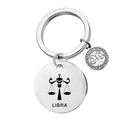 Porte-clés Balance en acier inoxydable avec pendentif rond poli et gravure au laser - Balance