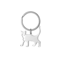 Detailopname van minimalistische roestvrijstalen sleutelhanger met kattensilhouet - Zilver