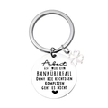 Close-up of stainless steel keychain with German quote and clover pendant detail - Clover Solid Heart (German Quote)