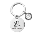 Porte-clés Sagittaire en acier inoxydable poli avec breloque de pièce gravée - Sagittaire